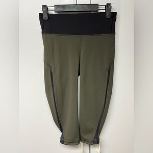 Lululemon Run Inspire Crop Legging in Olive and Black